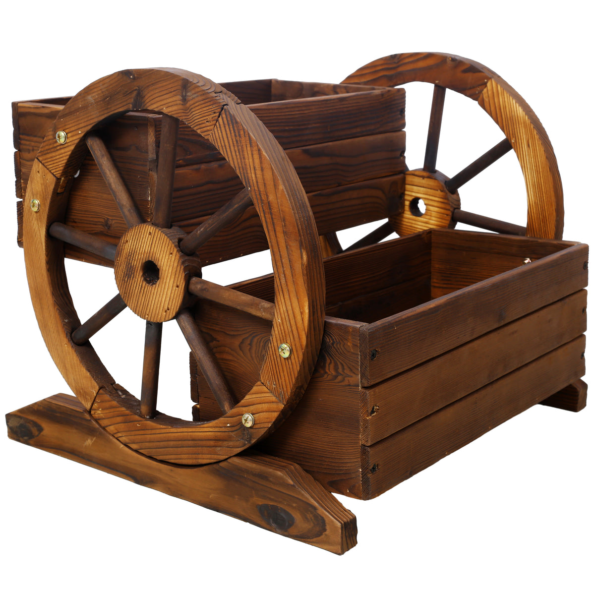 Wooden Wagon Planter Box With Wheels