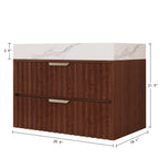 30" Modern Floating Bathroom Vanity with Seamless Sintered Stone Top