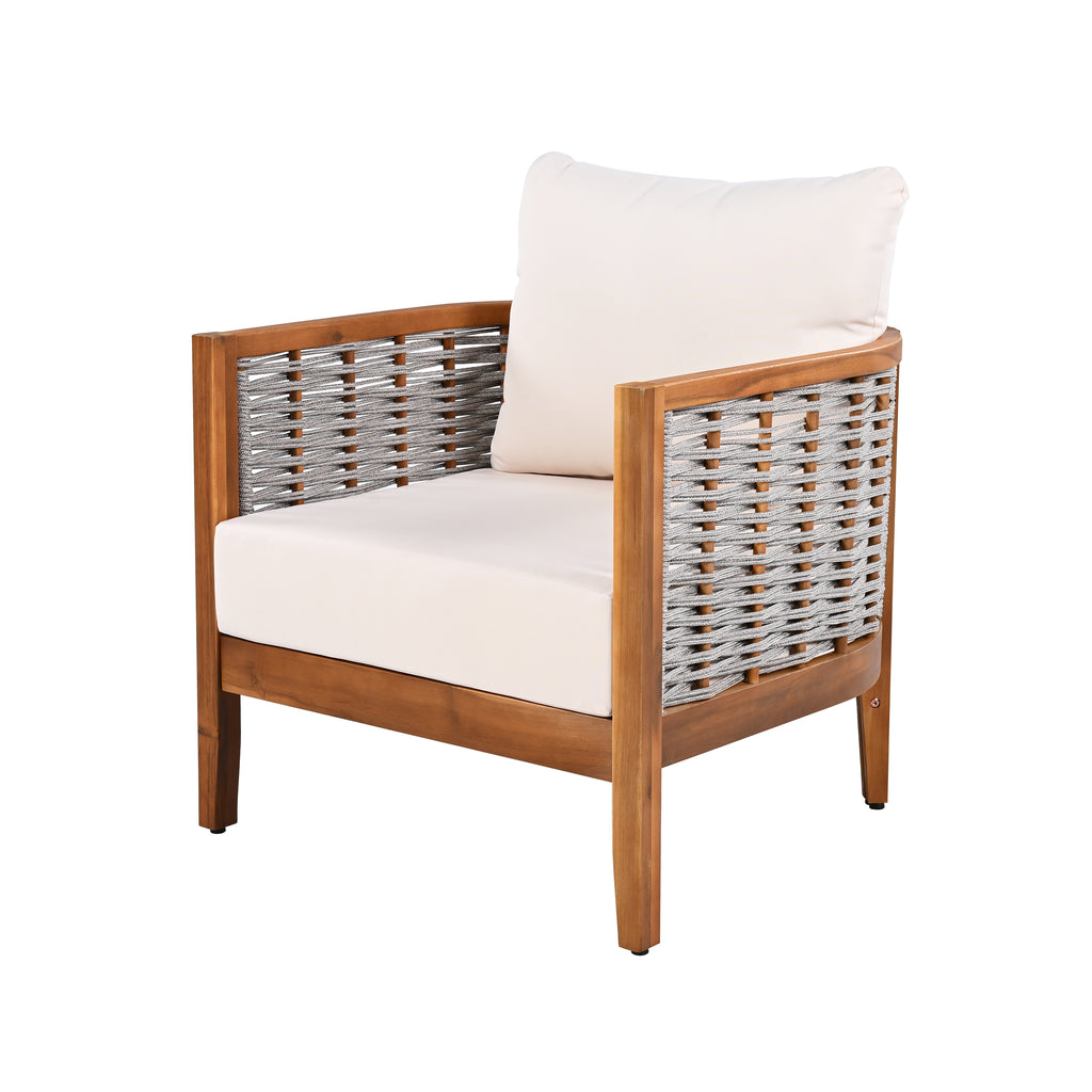 Outdoor Unique Tub Design Armchair with Woven Rope