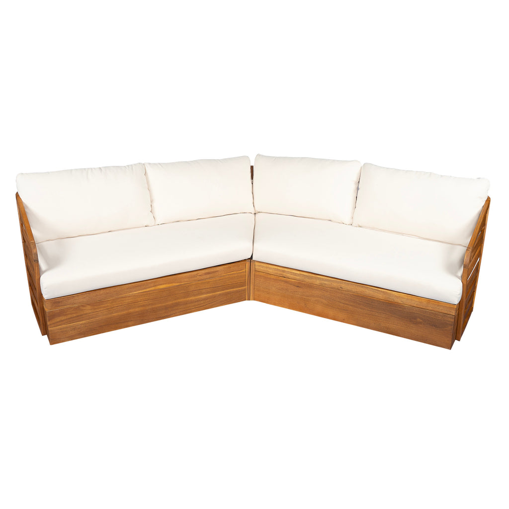 Royal Acacia Patio V Sofa Sectional Set, Beige