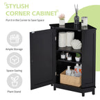 Black Triangle Corner Bathroom Cabinet with Adjustable Shelf