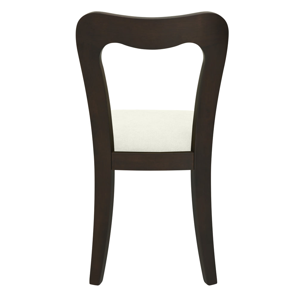 Dining Chair Without Arm Set of 2 - Dark Brown and Beige