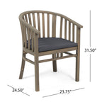 Outdoor Wooden Dining Chairs With Cushions, Set of 2, Dark