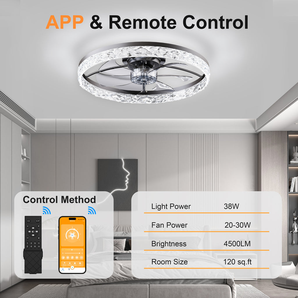 23.6" Ceiling Fans with Lights - Remote & APP Control