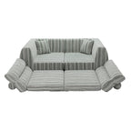 Woven Chenille Striped Compression Sofa - Straight Row Compact Couch