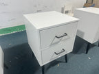 2-Drawer Nightstand with Metal Legs and Metal Handles