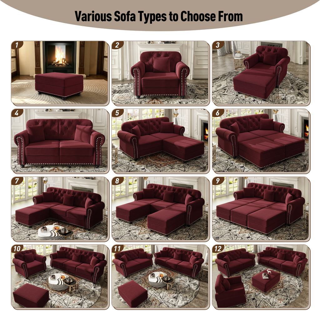 41.3" Upholstered Velvet Sofa with Nailhead Trim
