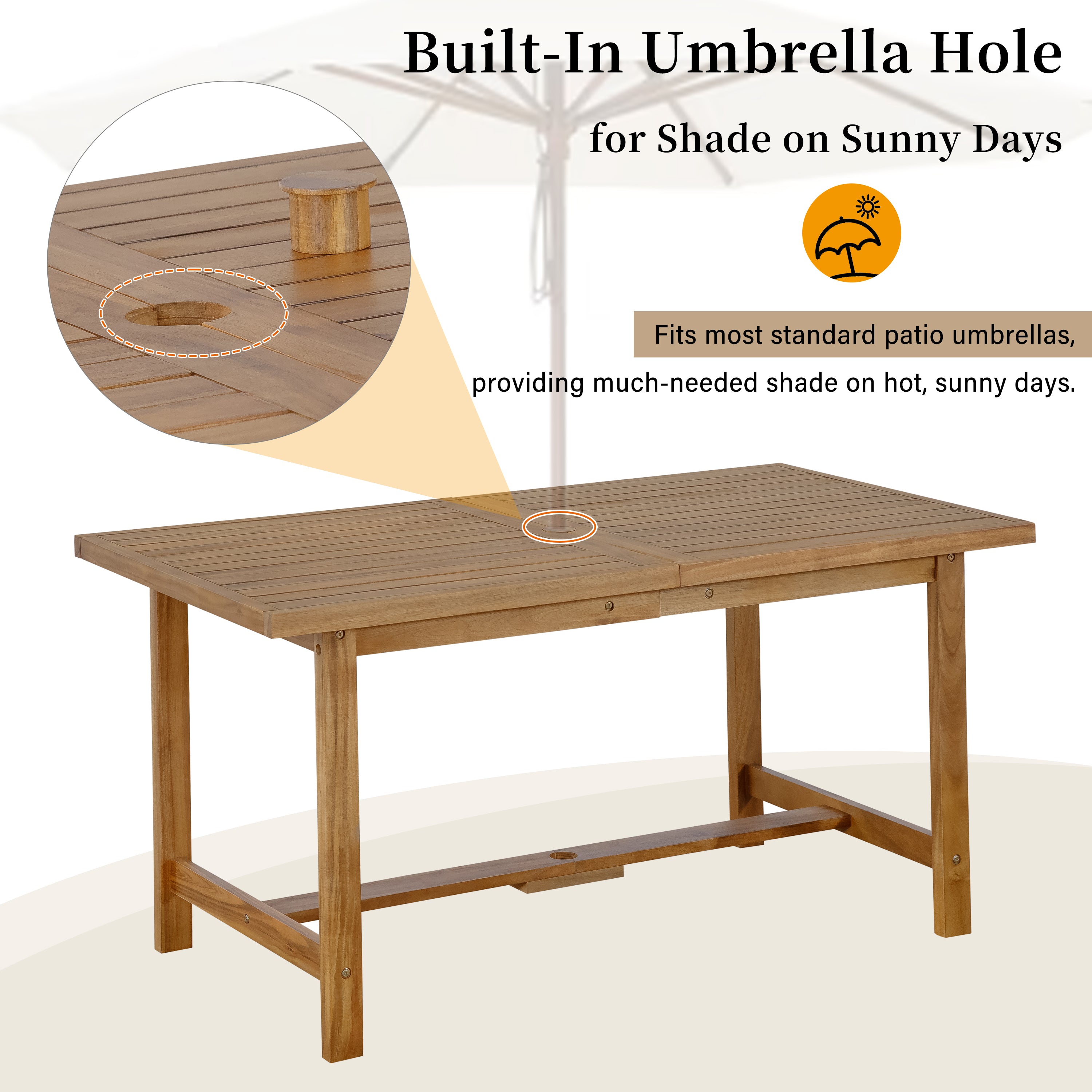 U_STYLE 5-Piece Outdoor Acacia Wood Dining Set