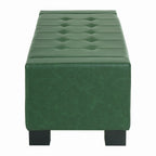 Green Storage Ottoman Bench with Solid Wood Legs