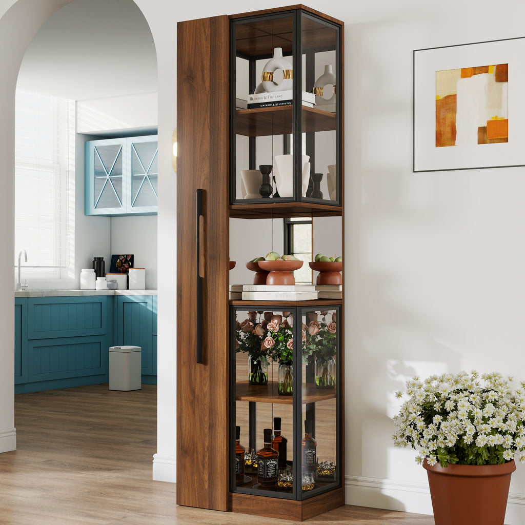 70" Display Cabinet with Glass Doors and Lights