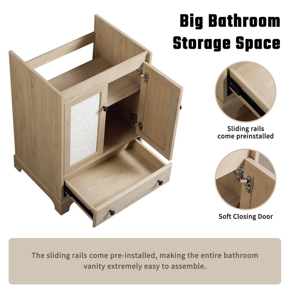 Wooden Bathroom Vanity Sink Base Cabinet - 24" Width