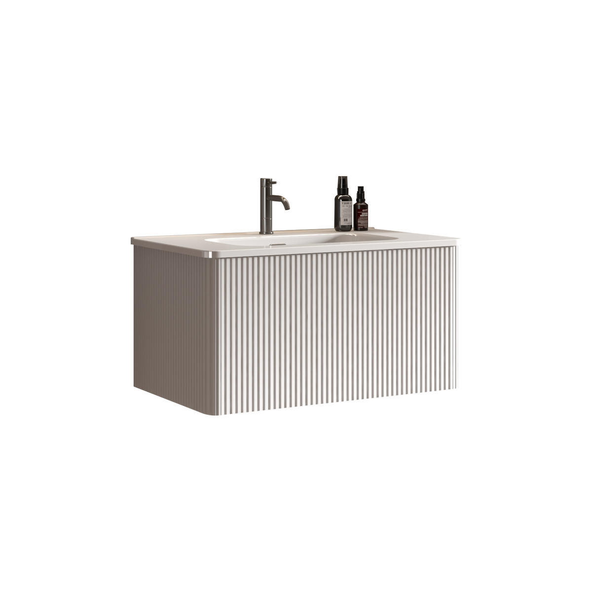 Etna 30-Inch Striped Soft Bathroom Vanity, White