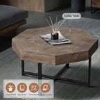 Wood Octagonal Vintage Patchwork Craft Farmhouse Coffee Table