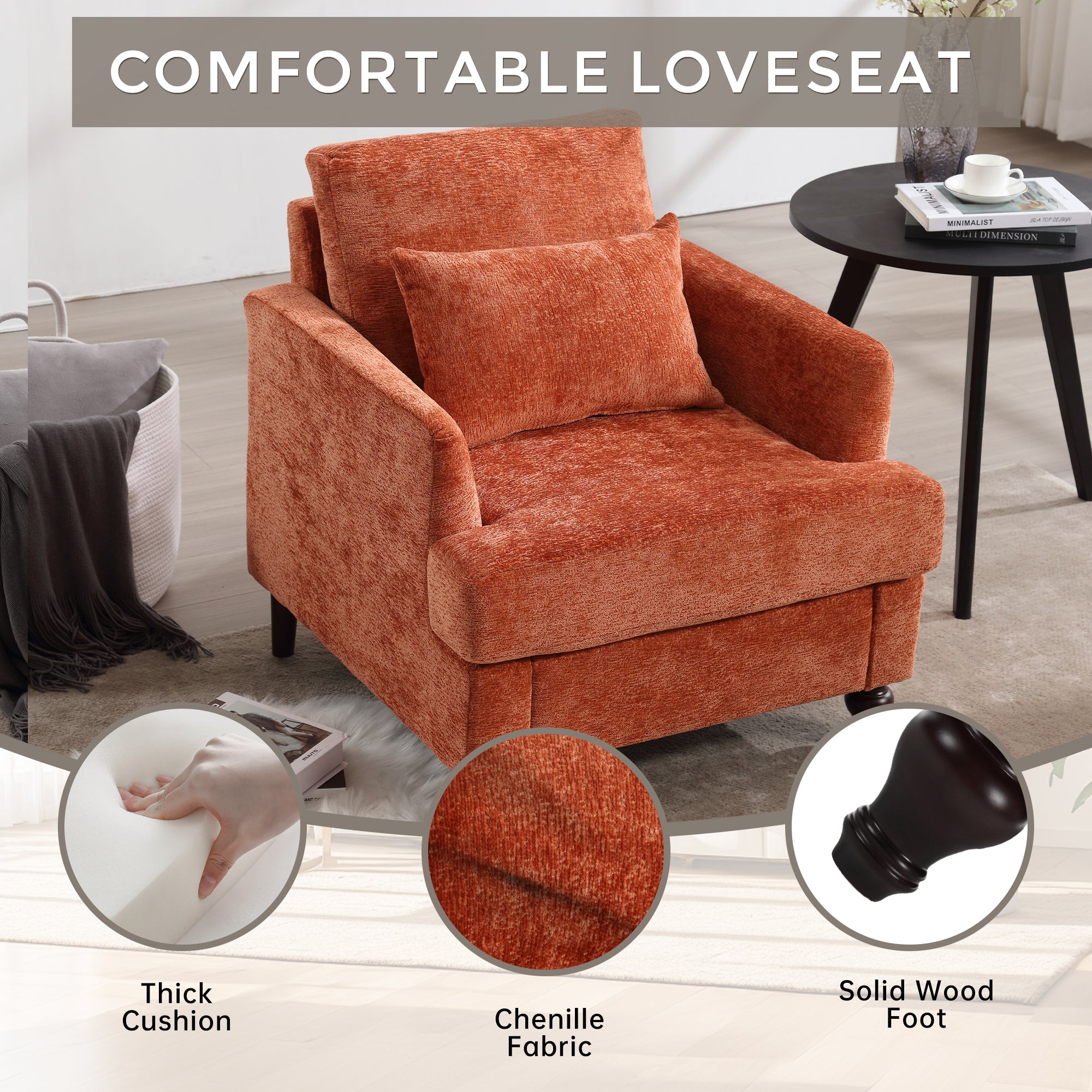 Wood Frame Armchair - Modern Accent Chair Lounge Chair
