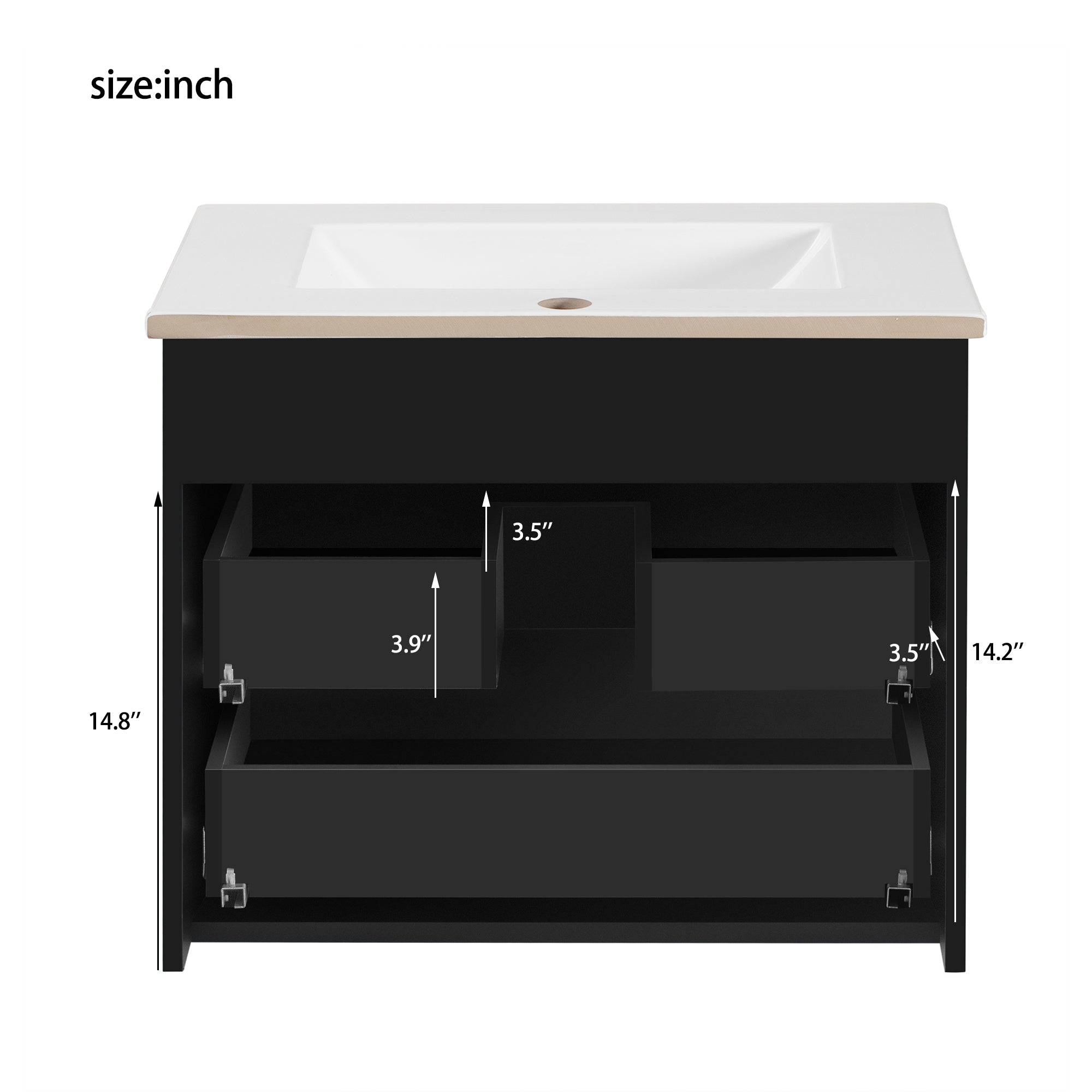 24-Inch Wall Mounted Floating Cabinet with Sink