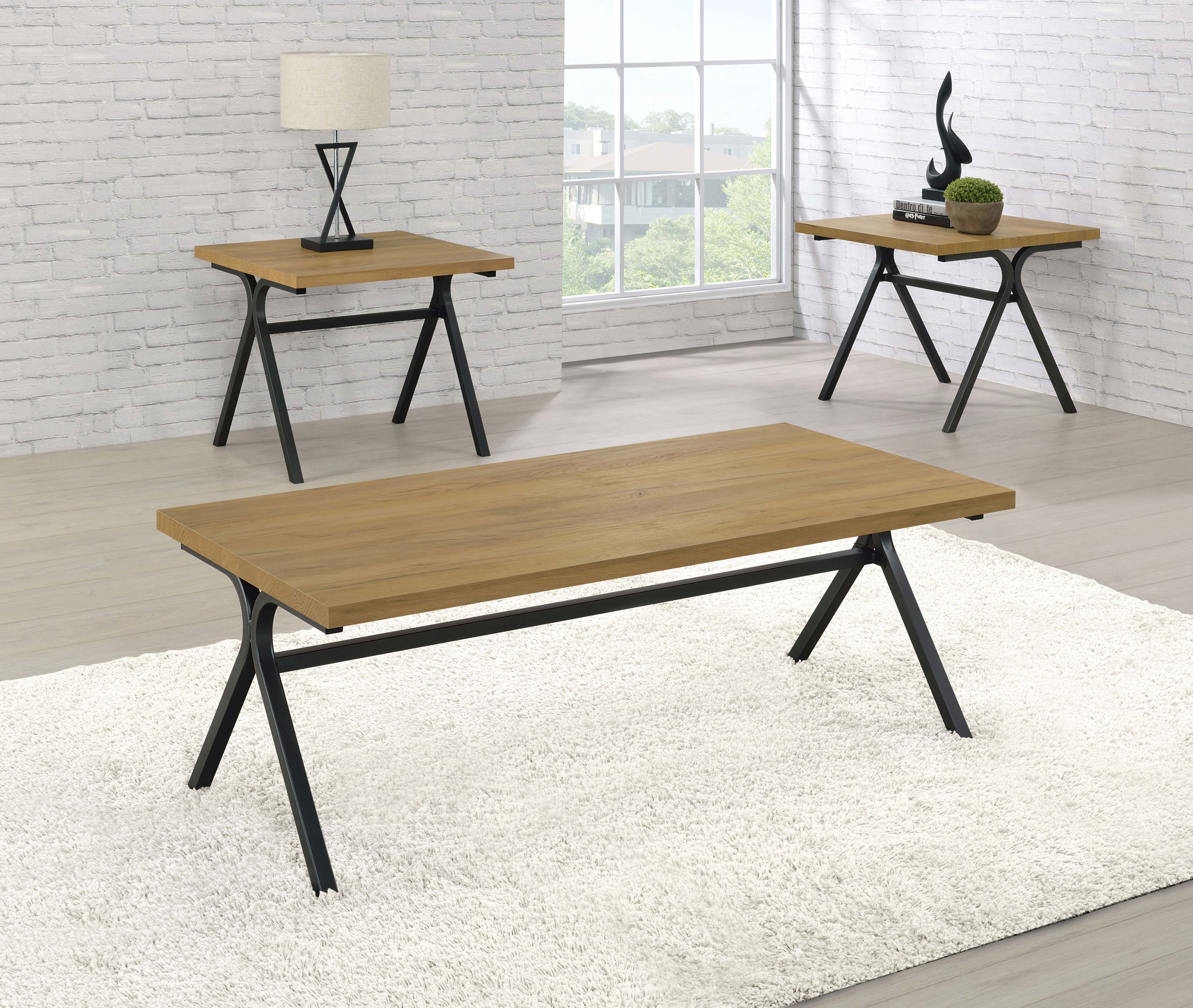 Colmar 3-piece Engineered Wood Coffee Table Set Golden Oak-CoasterEssence