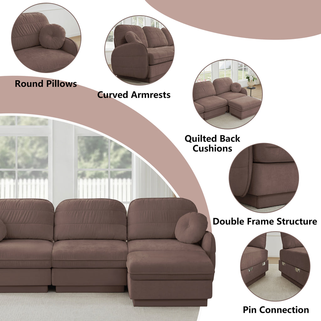 137" Chenille Cloud 4-Seater Sofa