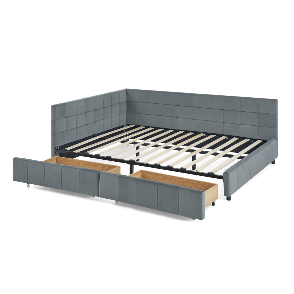 Queen Size Storage Upholstered Tufted Bed Frame