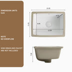 16 Inch Rectangle Undermount Bathroom Sink