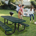 6 Ft. Rectangular Outdoor Picnic Table with Umbrella Pole