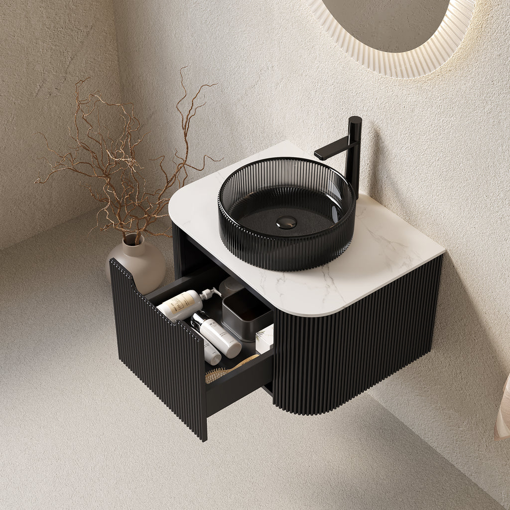Dina 24" Bathroom Vanity & Sink, Floating Curved Edges