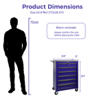 Rolling Metal Tool Chest with 6 Drawers - Purple