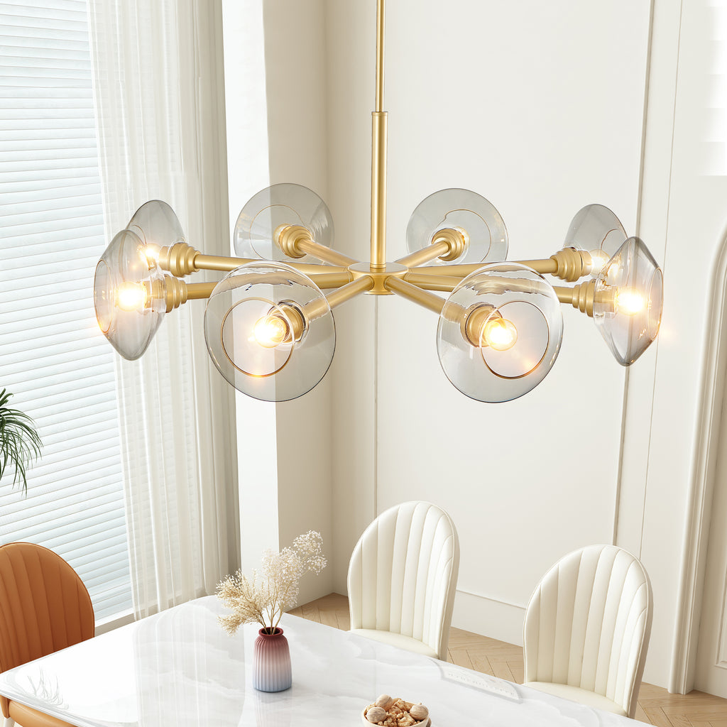 36" Modern Gold 8-Light Sputnik Chandelier
