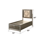 Skylar Synthetic Leather & Dark Champagne Finish Full Bed