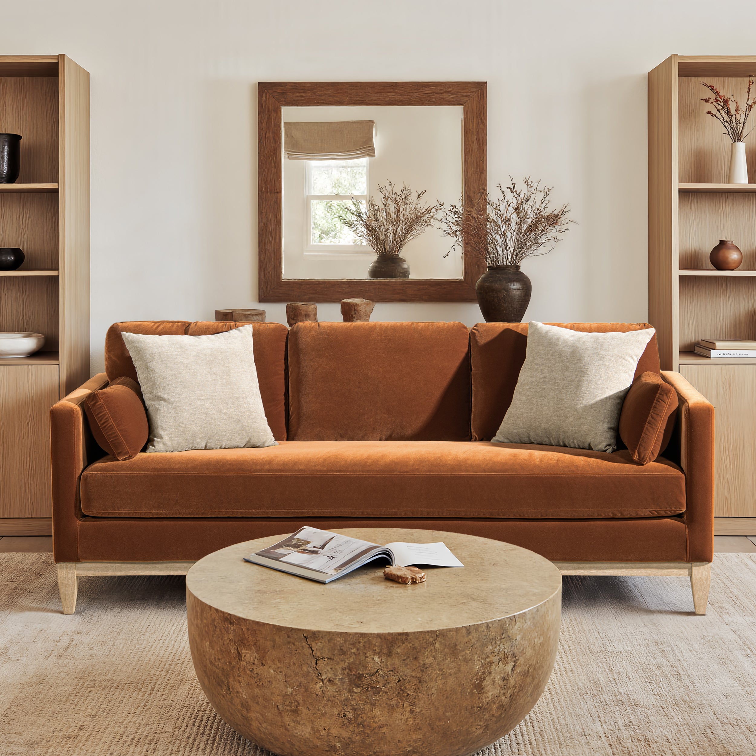 Knox 84" Modern Farmhouse Sofa - Burnt