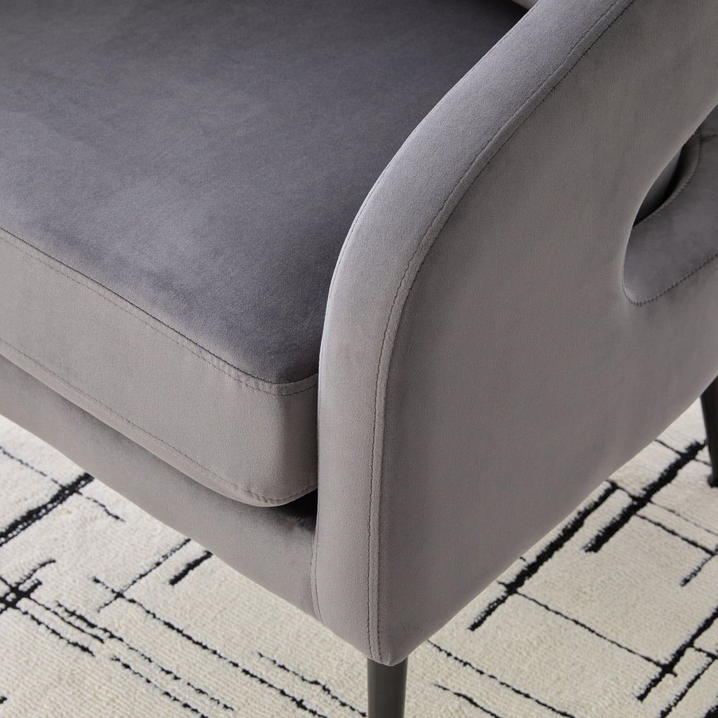 Modern Upholstered Velvet Open Back Accent Chair