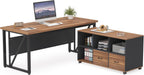 63-Inch Executive Desk with Mobile File Cabinet