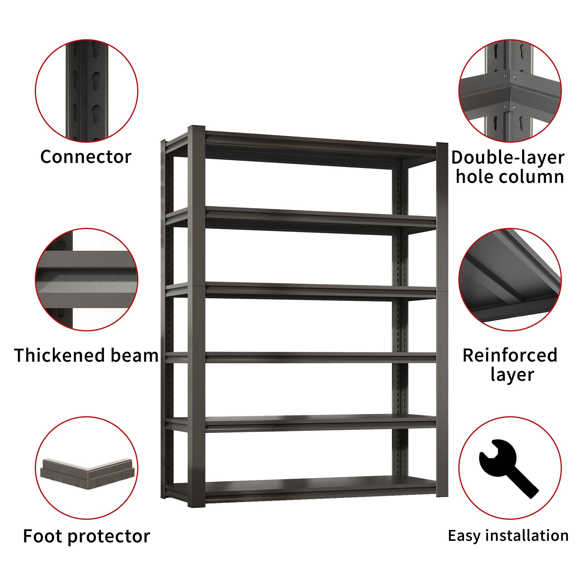82"H 6 Tier Metal Shelves for Storage Garage Shelving