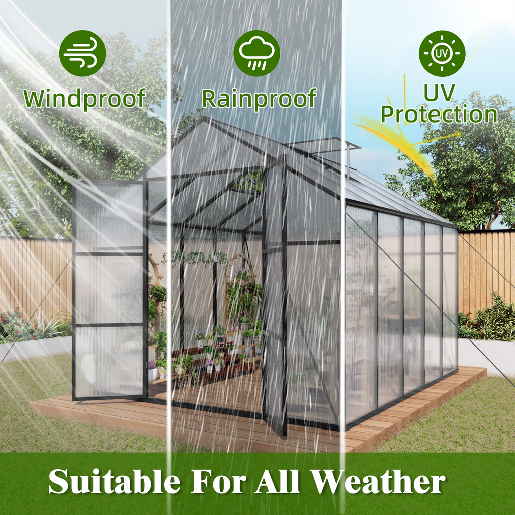 Newly Design Aluminum Frame Greenhouse 8x10 FT