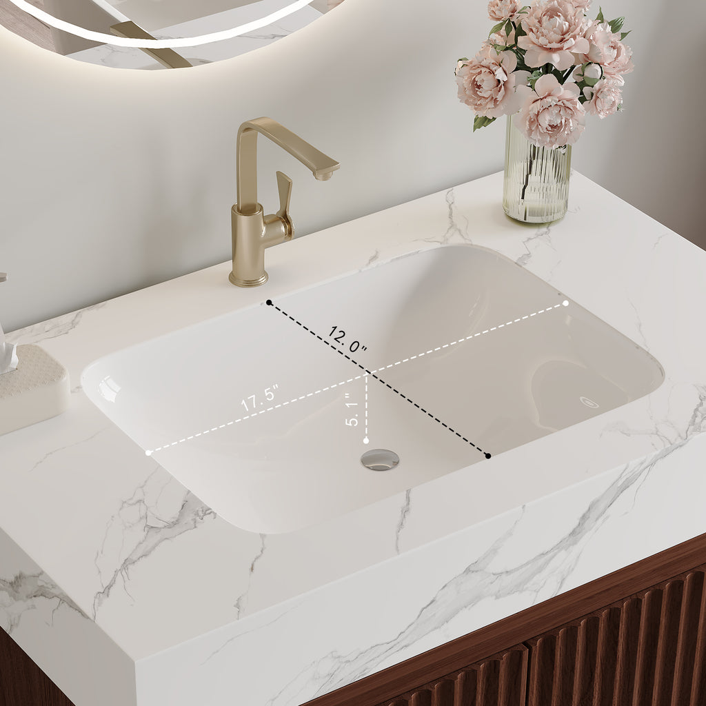 30" Freestanding Sintered Stone Countertop Bathroom Vanity