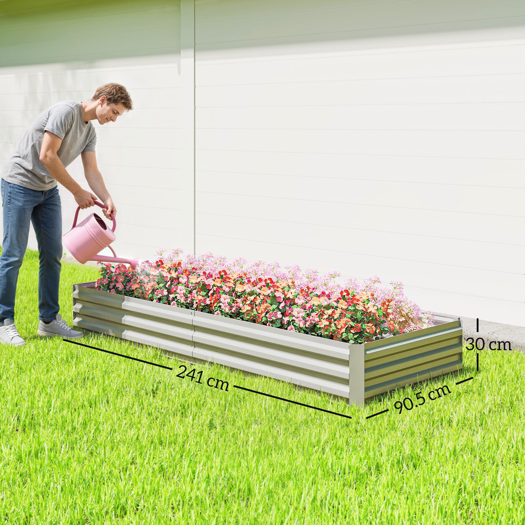 Outsunny 95" Galvanized Raised Garden Bed