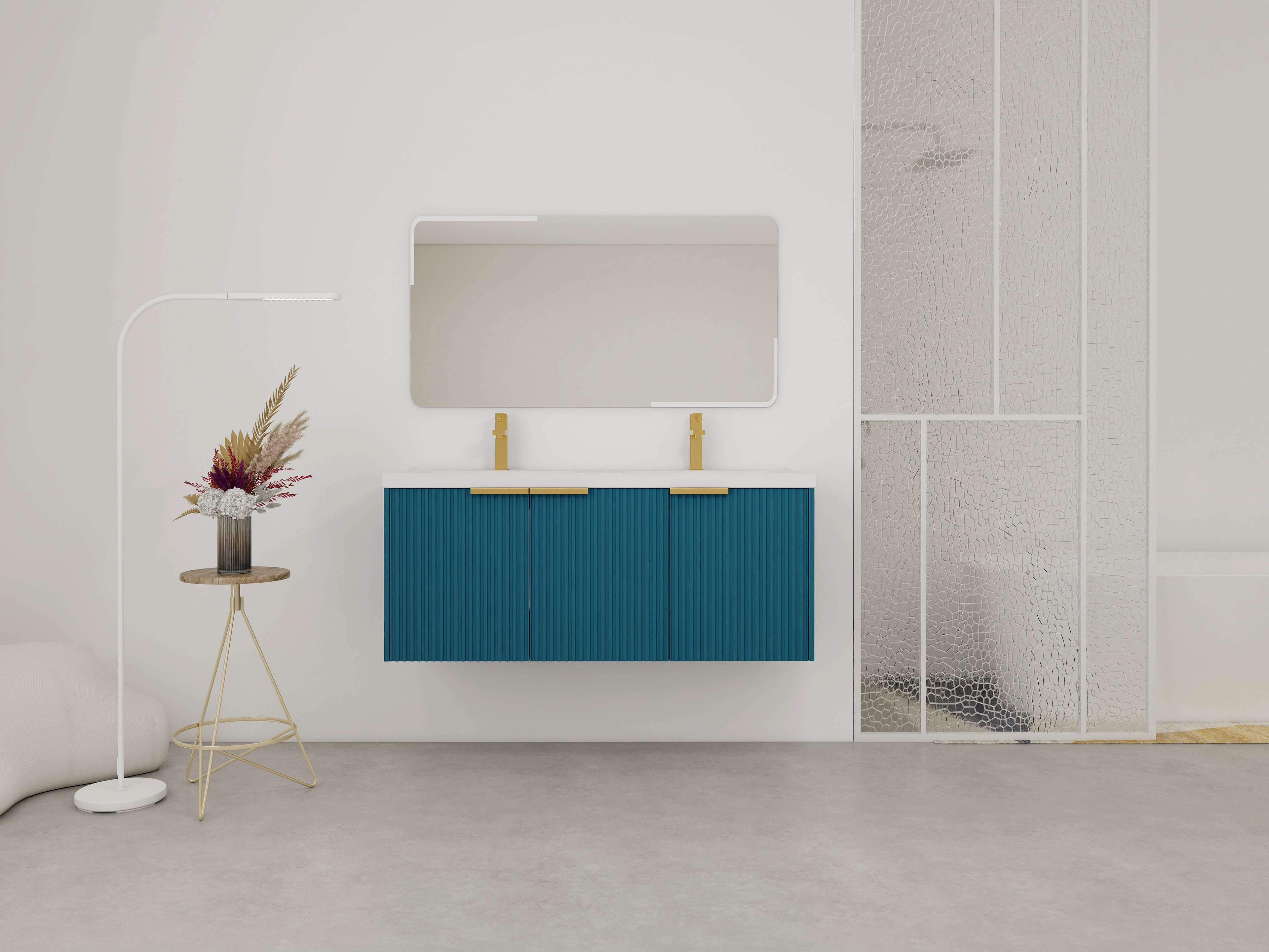 48" Wall Mounted Bathroom Vanity with Resin Double Sink