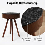 15.7" Round Small Drink Table with Solid Wood Legs