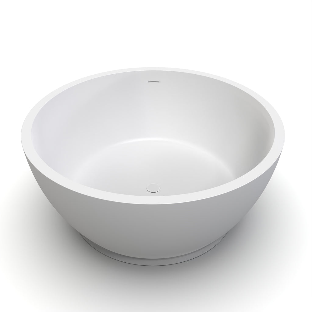 52.7 Inch Round Freestanding Solid Surface Soaking Bathtub