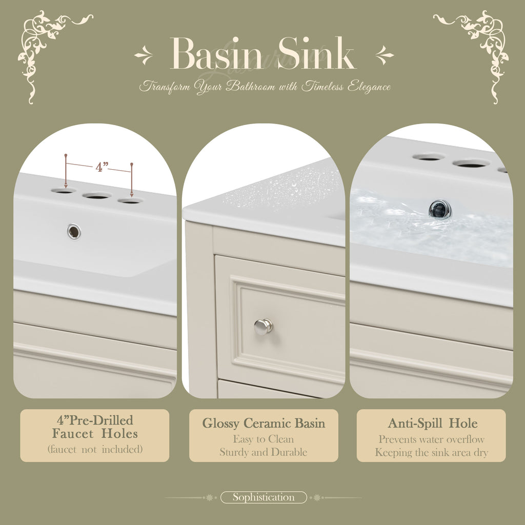 36" Bathroom Vanity Cabinet with Sink Combo Set