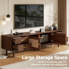 70-Inch Modern TV Stand with Rattan Doors