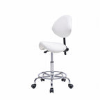 Saddle Stool Chair with Backrest - White