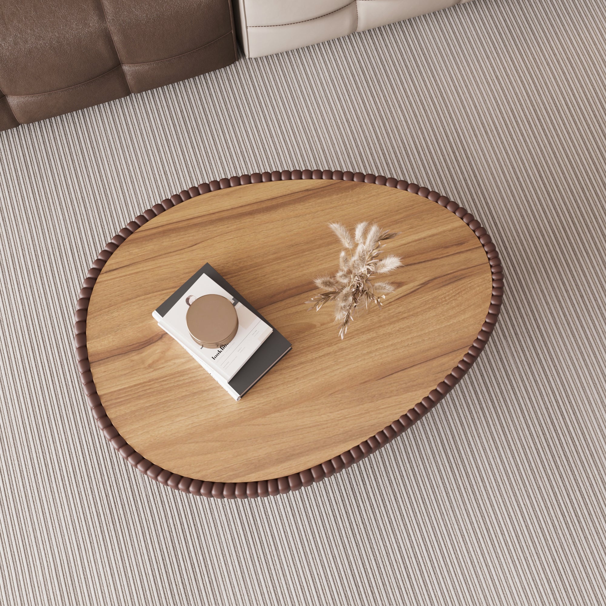 Coffee Color Sintered Stone Top Goose Egg Shaped Table