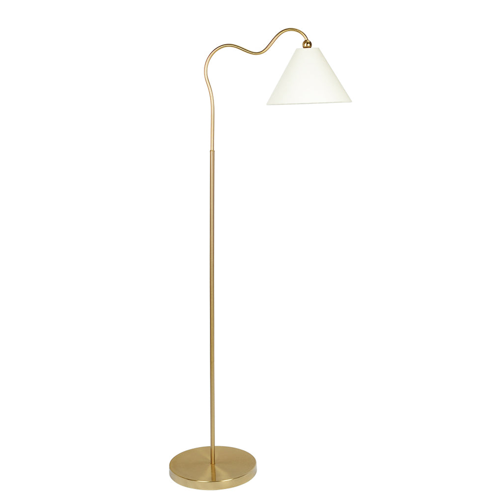 Majestic Brass Ring Base Curved Floor Lamp