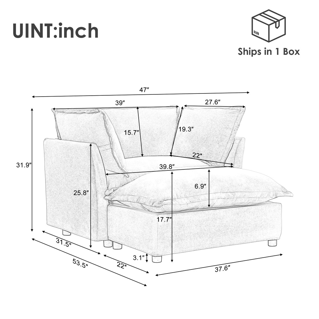 Modern Armchair Sofa with Movable Ottoman
