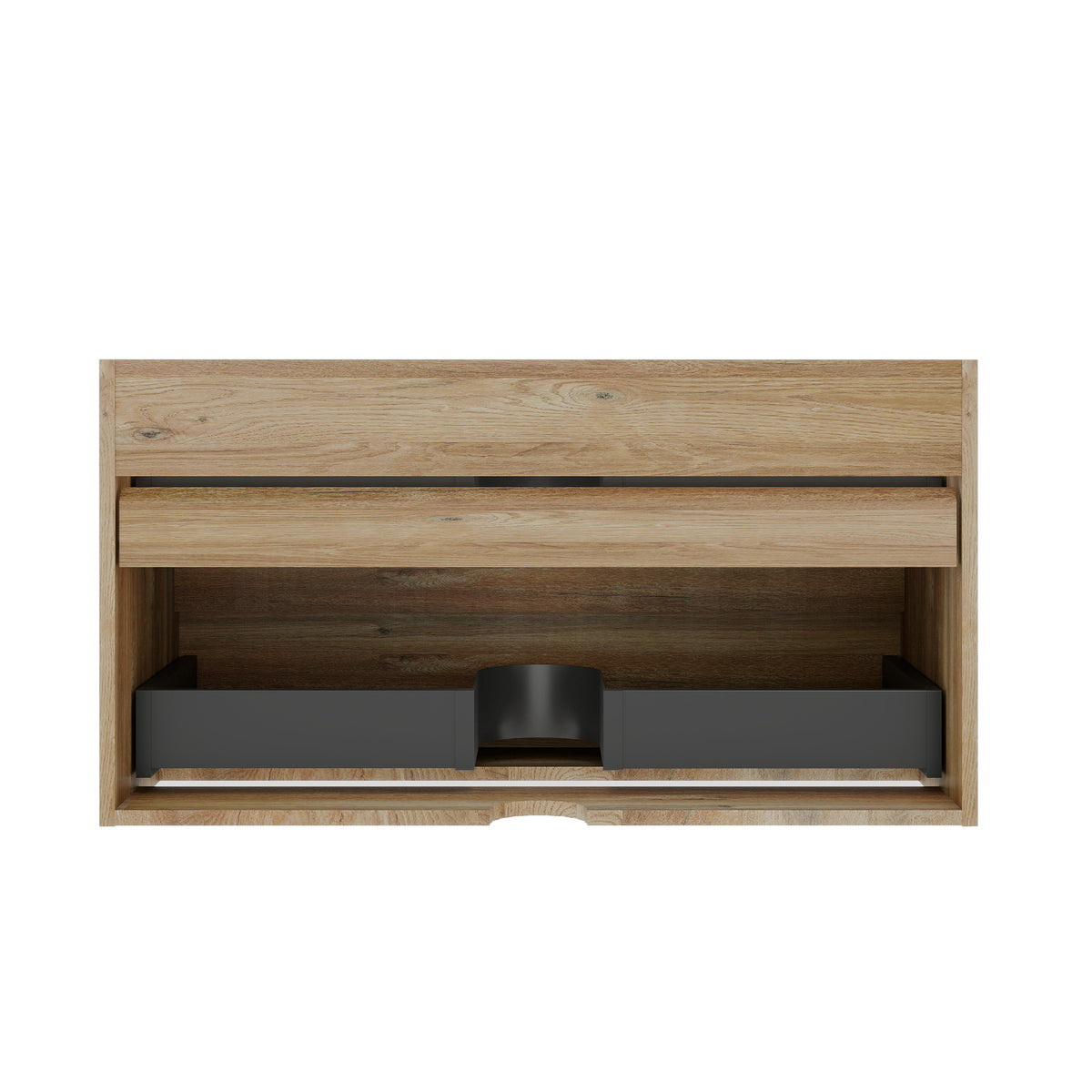 Grace 36-Inch Wall-Mounted Bathroom Vanity, Rough Oak with Double Soft-Close Drawers
