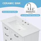 36-Inch Bathroom Vanity with Ceramic Sink Top, 4 Drawers and 1 Soft-Close Door