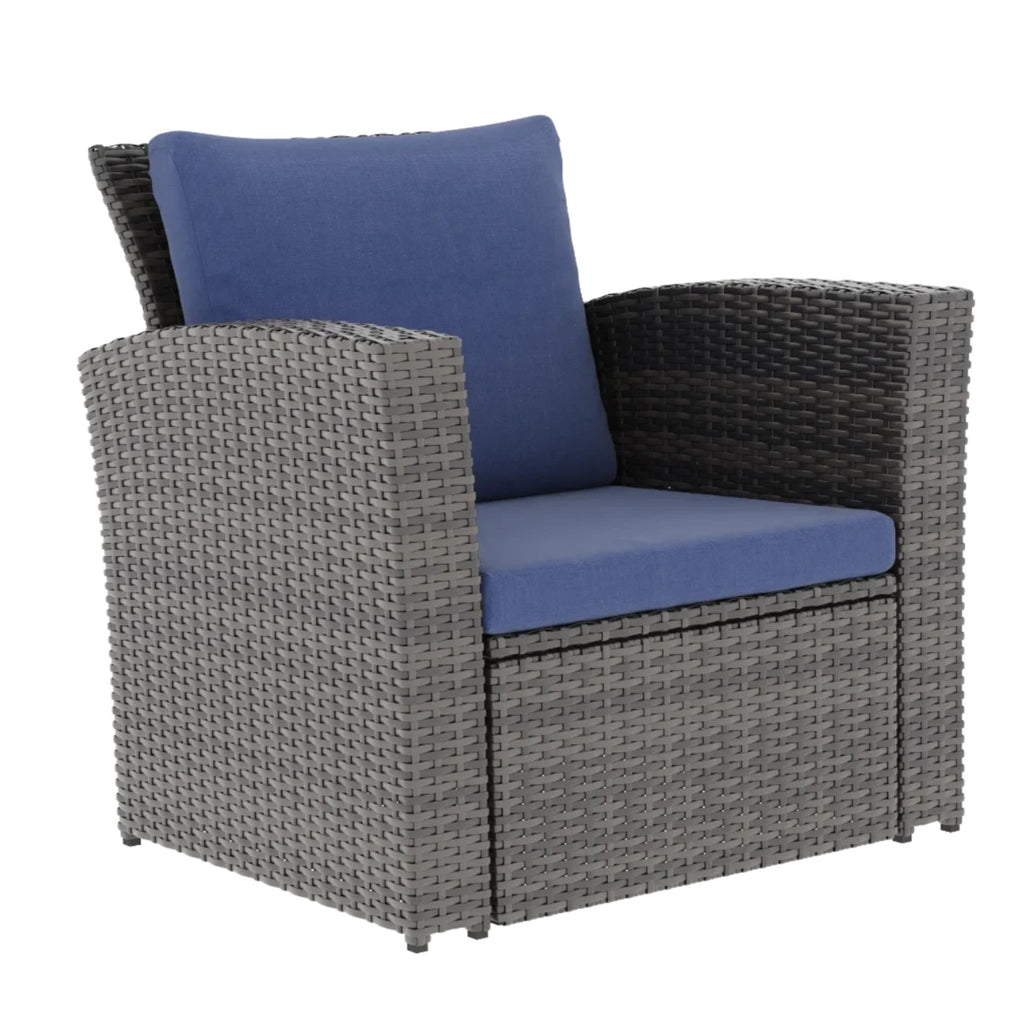 4-Piece Wicker Patio Conversation Set with Glass Table