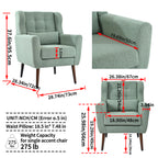 Modern Accent Chair in Light Green Teddy Fabric