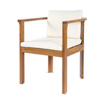 Outdoor Dining Chair Set of 2 with Curved Acacia Wood Arms