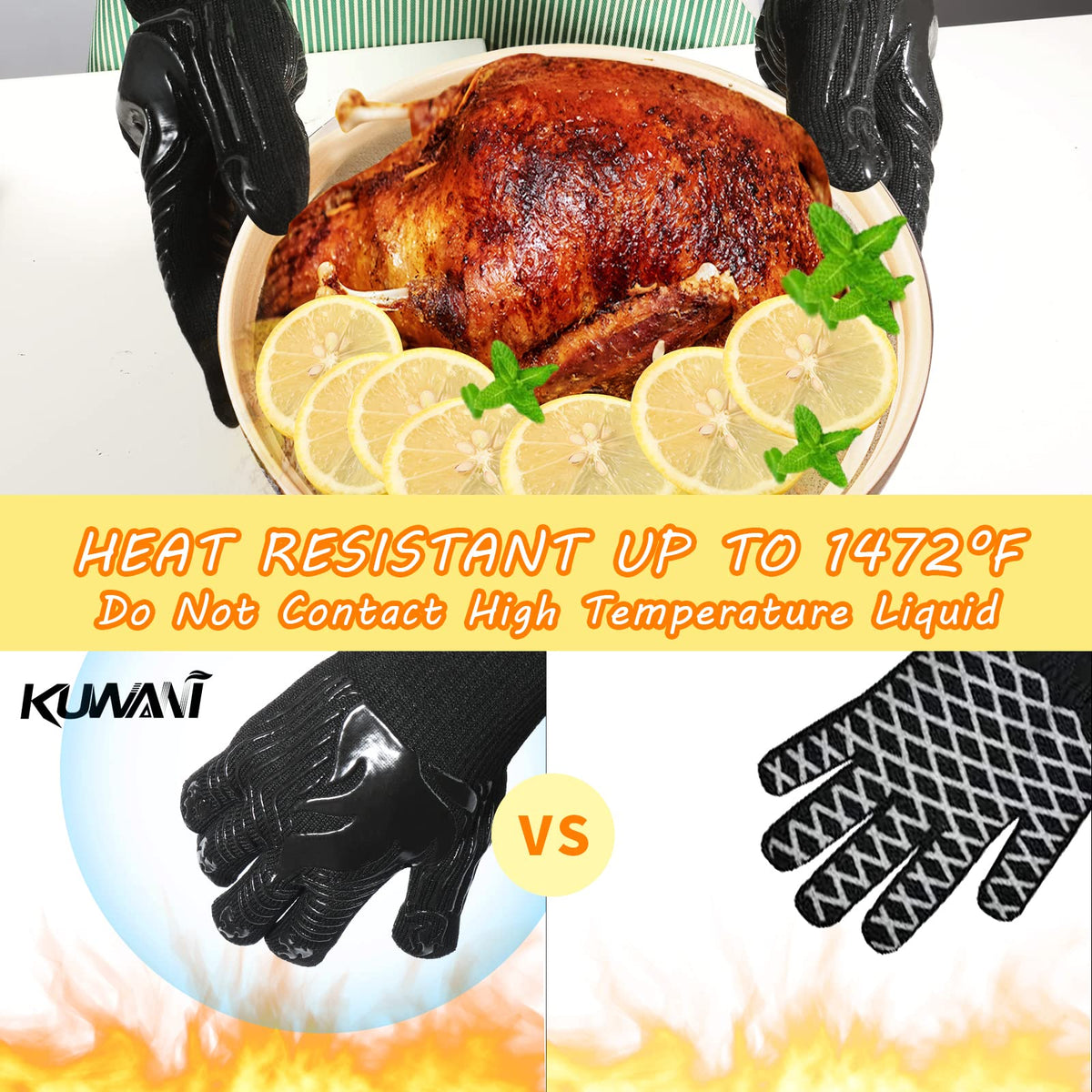BBQ Gloves – 1472°F Heat Resistant Fireproof Mitts